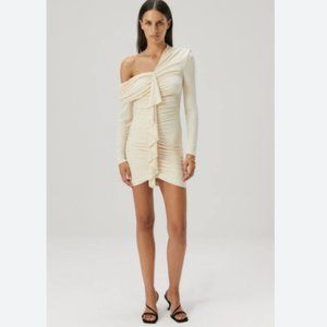 Brand New MISHA LONG-SLEEVE RUFFLE-FRONT SLIM MINI DRESS